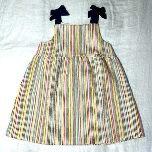 Zara Girl Striped Bow Seersucker Rainbow Dress